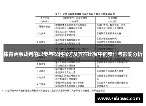 体育赛事裁判的职责与权利探讨及其在比赛中的责任与影响分析